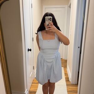 Shasa Light Blue and White Checkered Dress